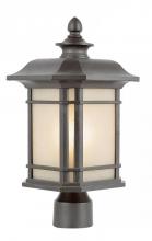  5823 BK - San Miguel Collection, Craftsman Style, Post Mount Lantern Head with Tea Stain Glass Windows